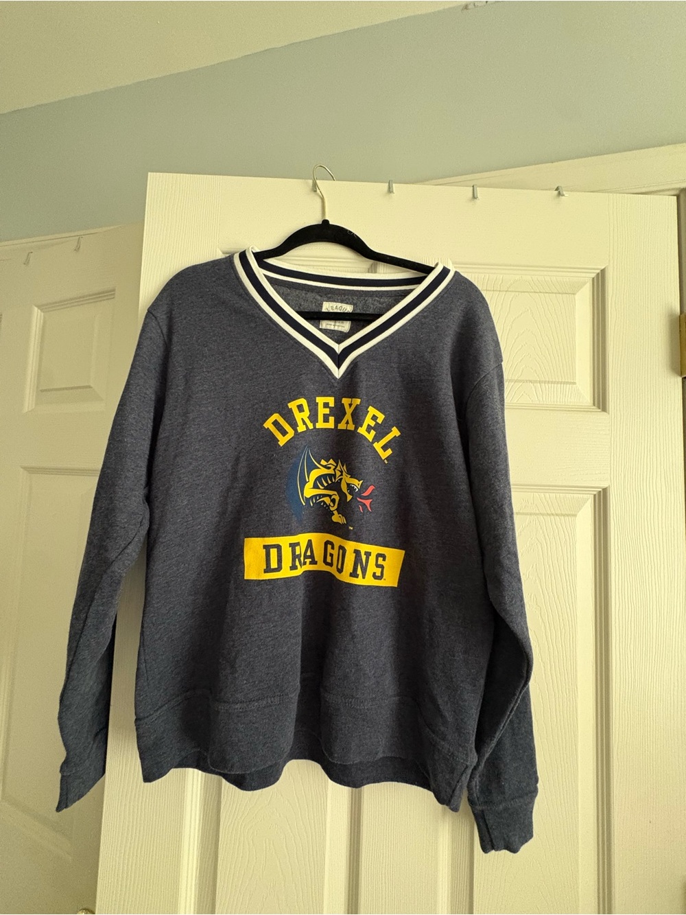Drexel Dragons Women’s Navy V‑Neck Pullover Sweatshirt